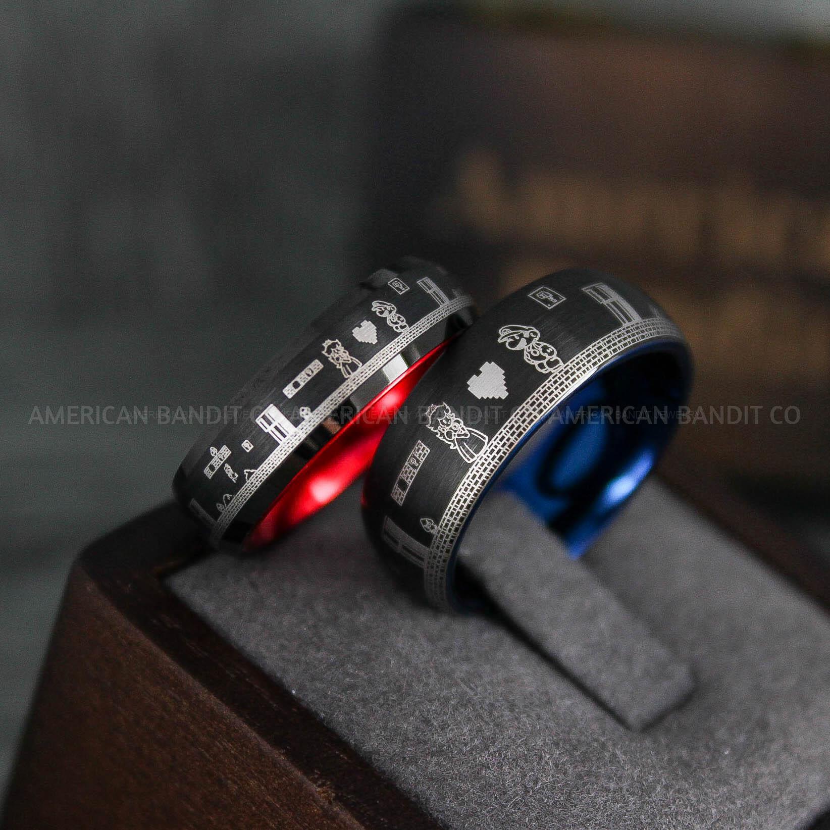 IMG_6482 Mario Rings, Couple Rings, Mario Brothers Wedding Rings, Gamer Rings, Gamer Jewelry, Mario Wedding Bands, Gamer Wedding Rings - Image 1