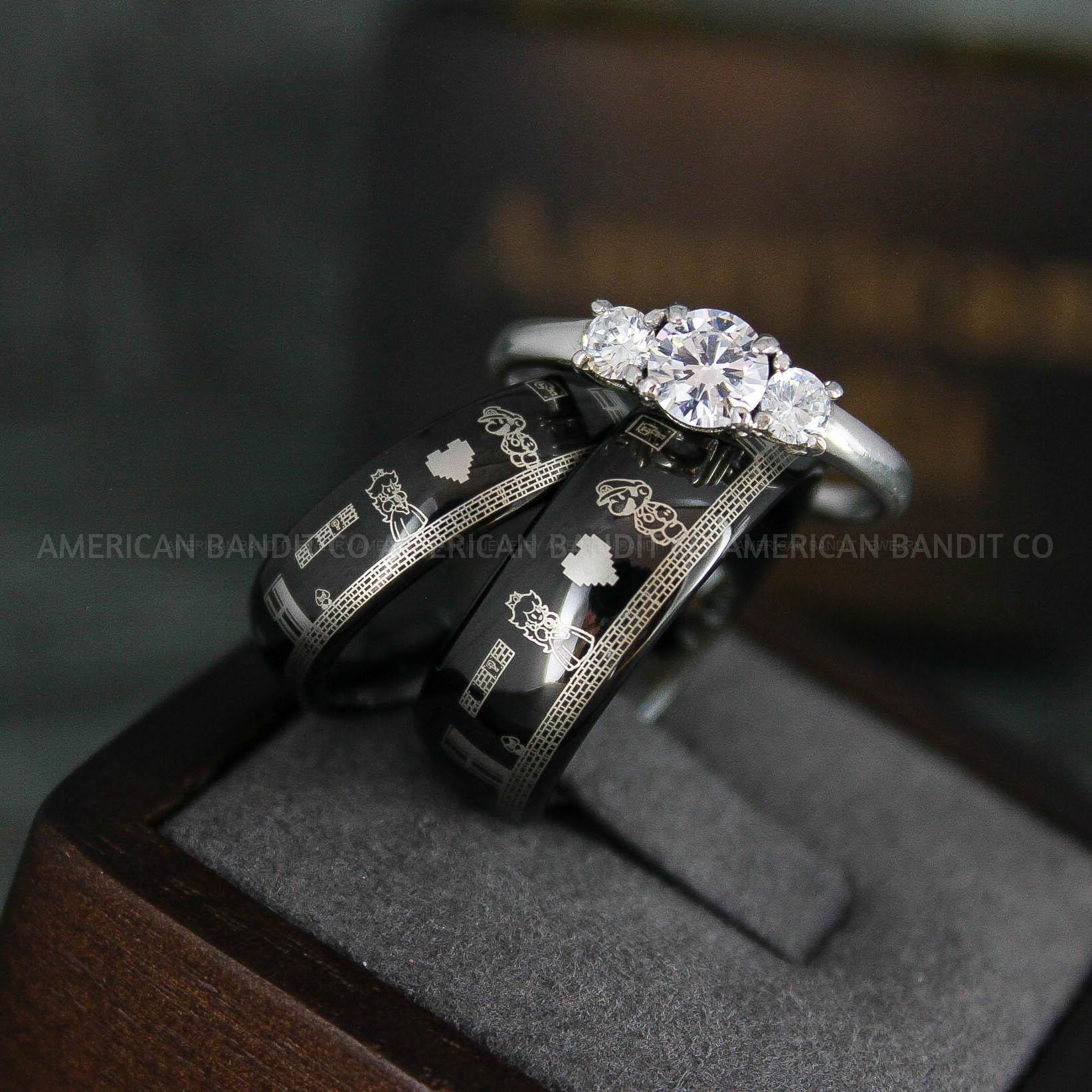 IMG_6493 Mario Rings, Couple Rings, Mario Brothers Wedding Rings, Gamer Rings, Gamer Jewelry, Mario Wedding Bands, Gamer Wedding Rings - Image 1