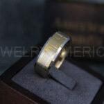 Damascus Steel Ring, Damascus Steel Wedding Ring, Damascus Steel Wedding Band, Gold Wedding Ring, Gold Damascus Steel Wedding Ring - Image 2