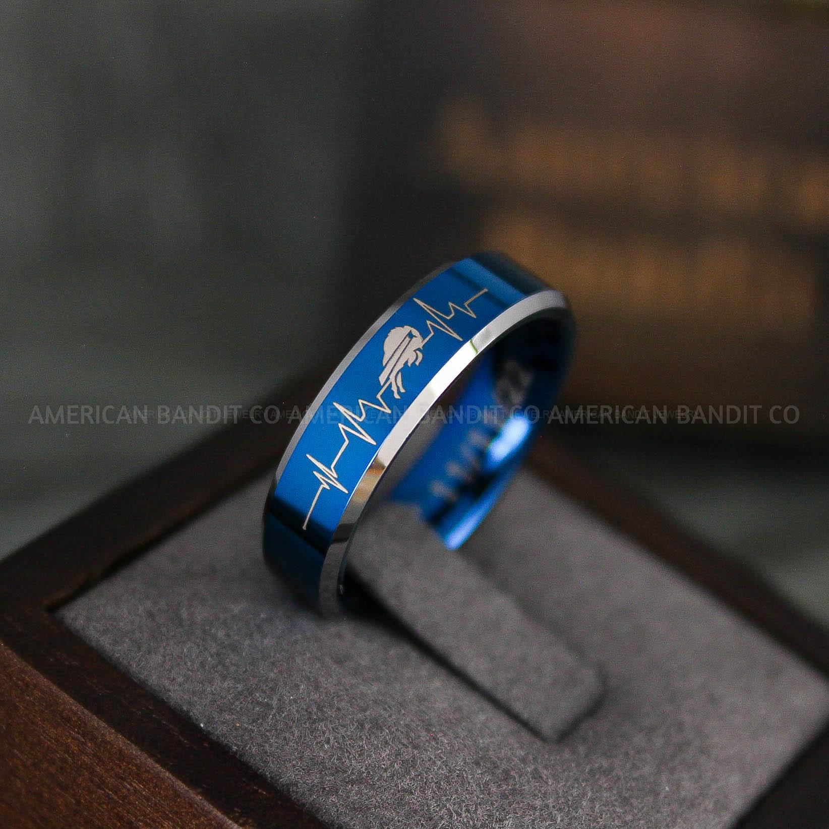 IMG_6514 Bills Ring, Football Ring, Bills Wedding Ring, Bills Wedding Band, Blue Wedding Ring - Image 1