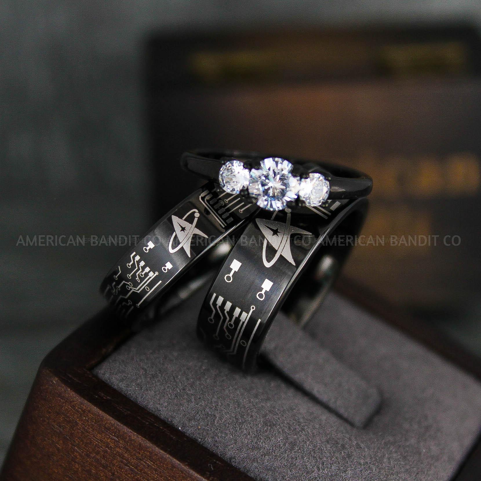 IMG_6534 Star Trek Rings, Star Trek Wedding Bands, Black Star Trek Wedding Rings, Star Trek Wedding Rings, Star Trek Jewelry - Image 1