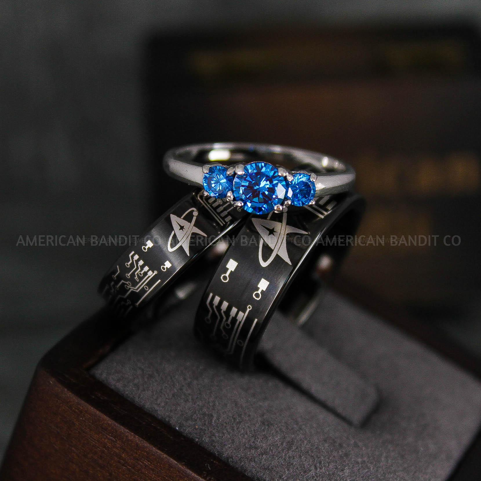 IMG_6536 Star Trek Rings, Star Trek Wedding Bands, Black Star Trek Wedding Rings, Star Trek Wedding Rings, Star Trek Jewelry - Image 1