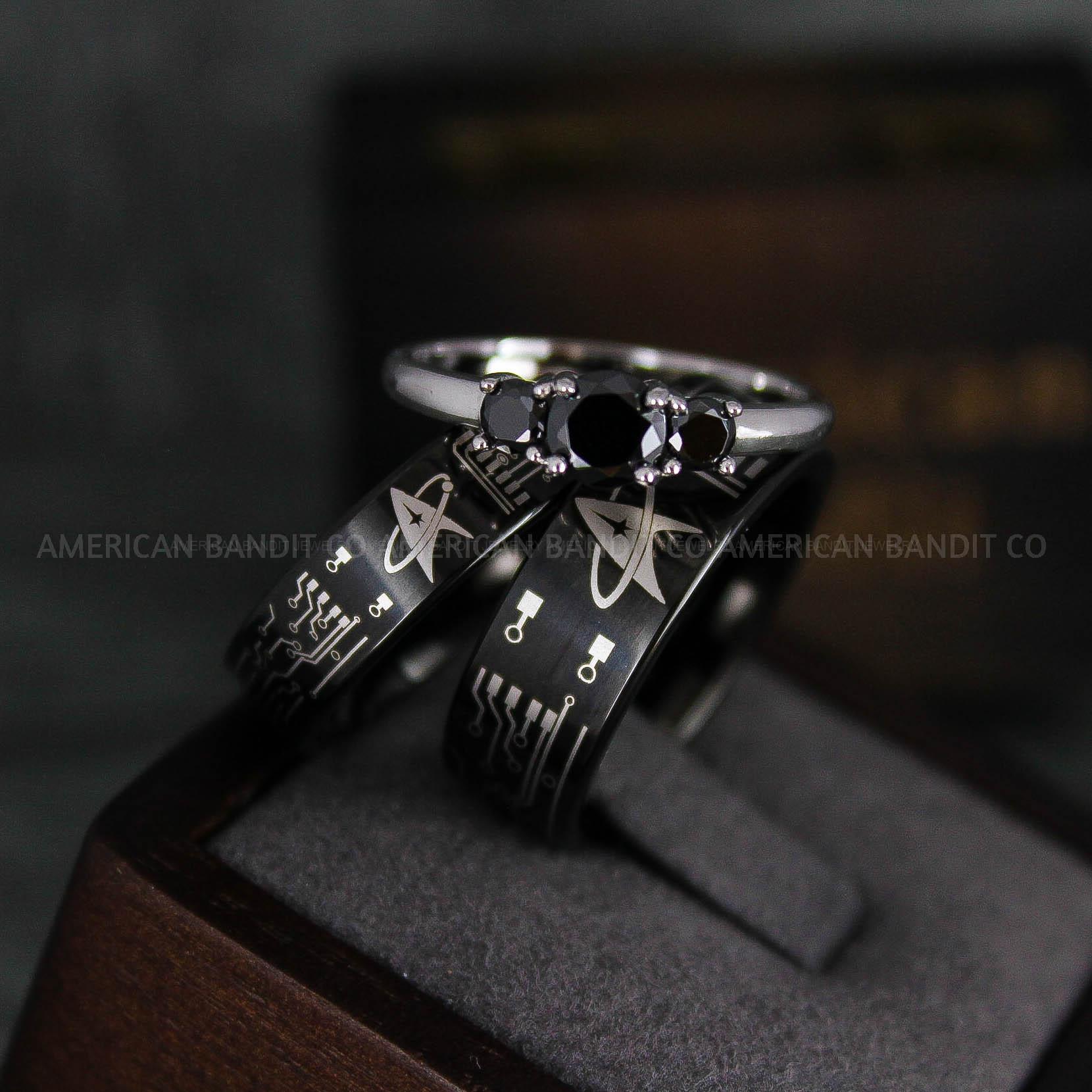 IMG_6537 Star Trek Rings, Star Trek Wedding Bands, Black Star Trek Wedding Rings, Star Trek Wedding Rings, Star Trek Jewelry - Image 1