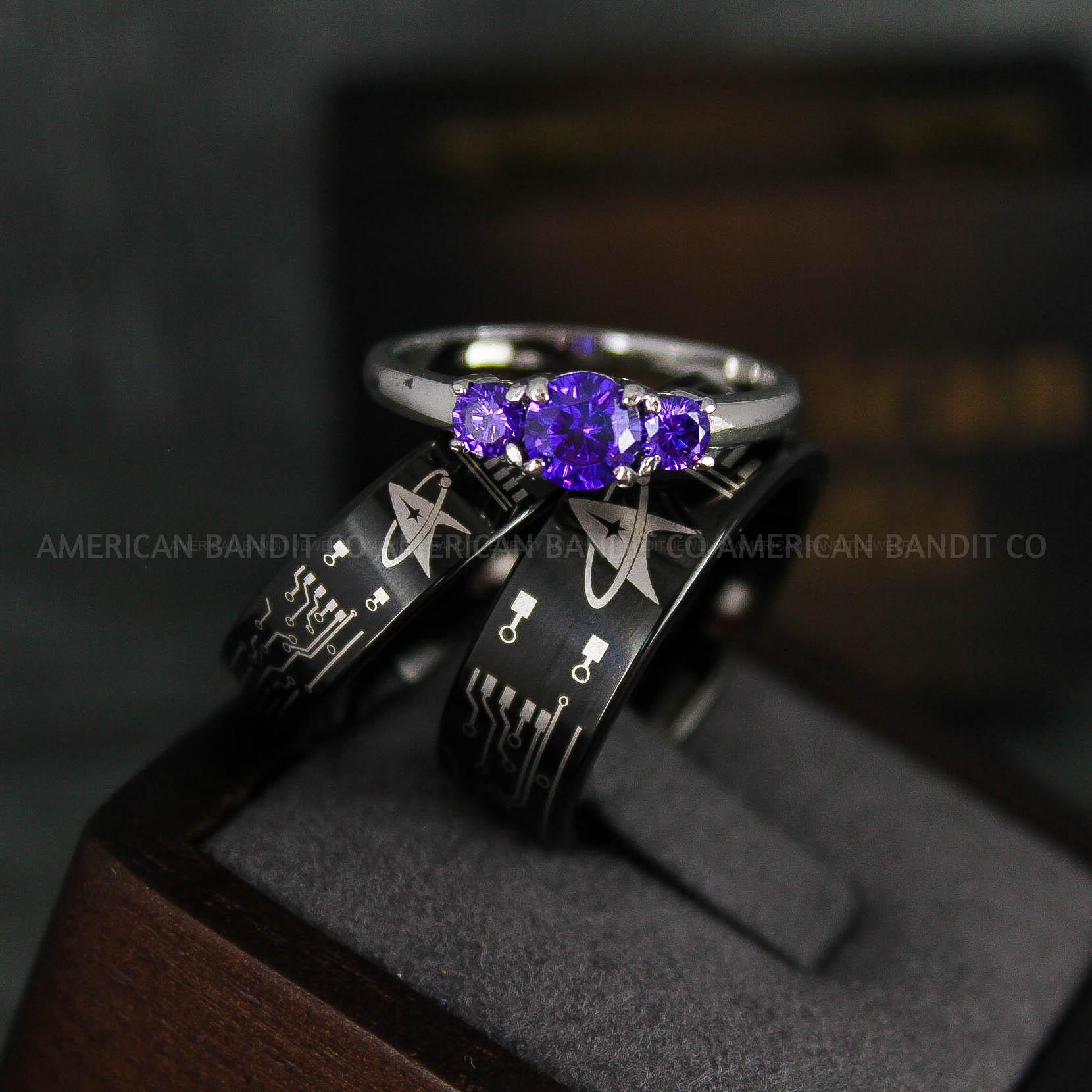 IMG_6538 Star Trek Rings, Star Trek Wedding Bands, Black Star Trek Wedding Rings, Star Trek Wedding Rings, Star Trek Jewelry - Image 1