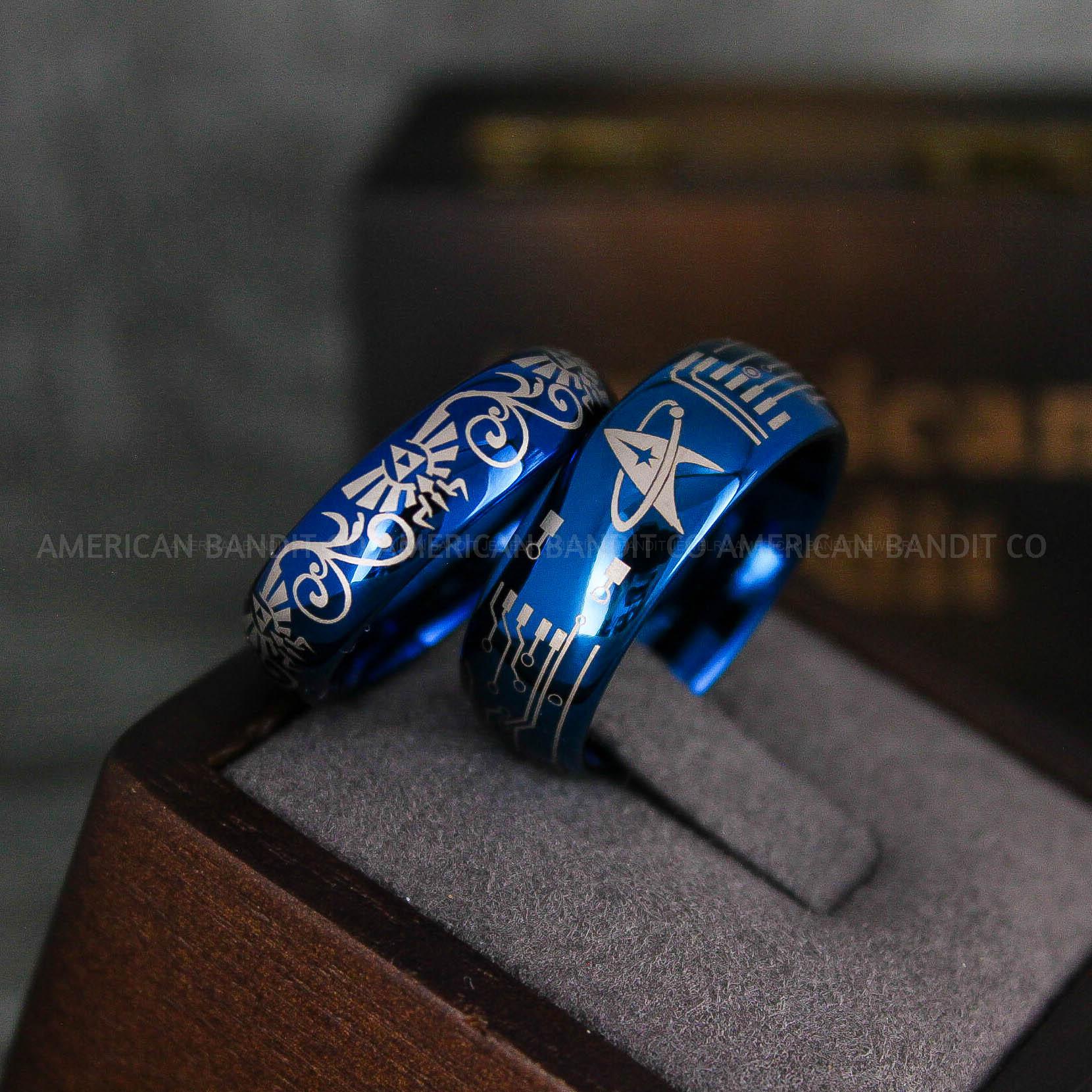 IMG_6549 Zelda Rings, Zelda Wedding Rings, Star Trek Ring, Gamer Rings, Gamer Jewelry, Zelda Wedding Bands, Gamer Wedding Rings, Blue Wedding Rings - Image 1