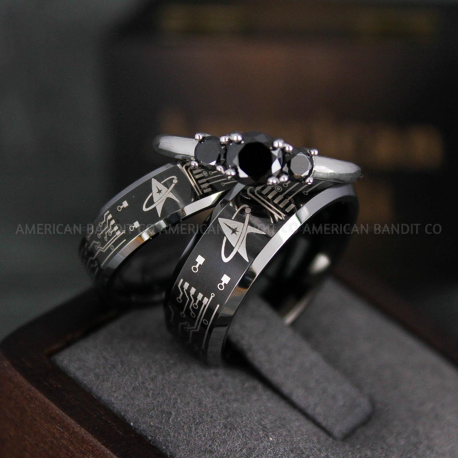 IMG_6556 Star Trek Rings, Star Trek Wedding Bands, Black Star Trek Wedding Rings, Star Trek Wedding Rings, Star Trek Jewelry - Image 1