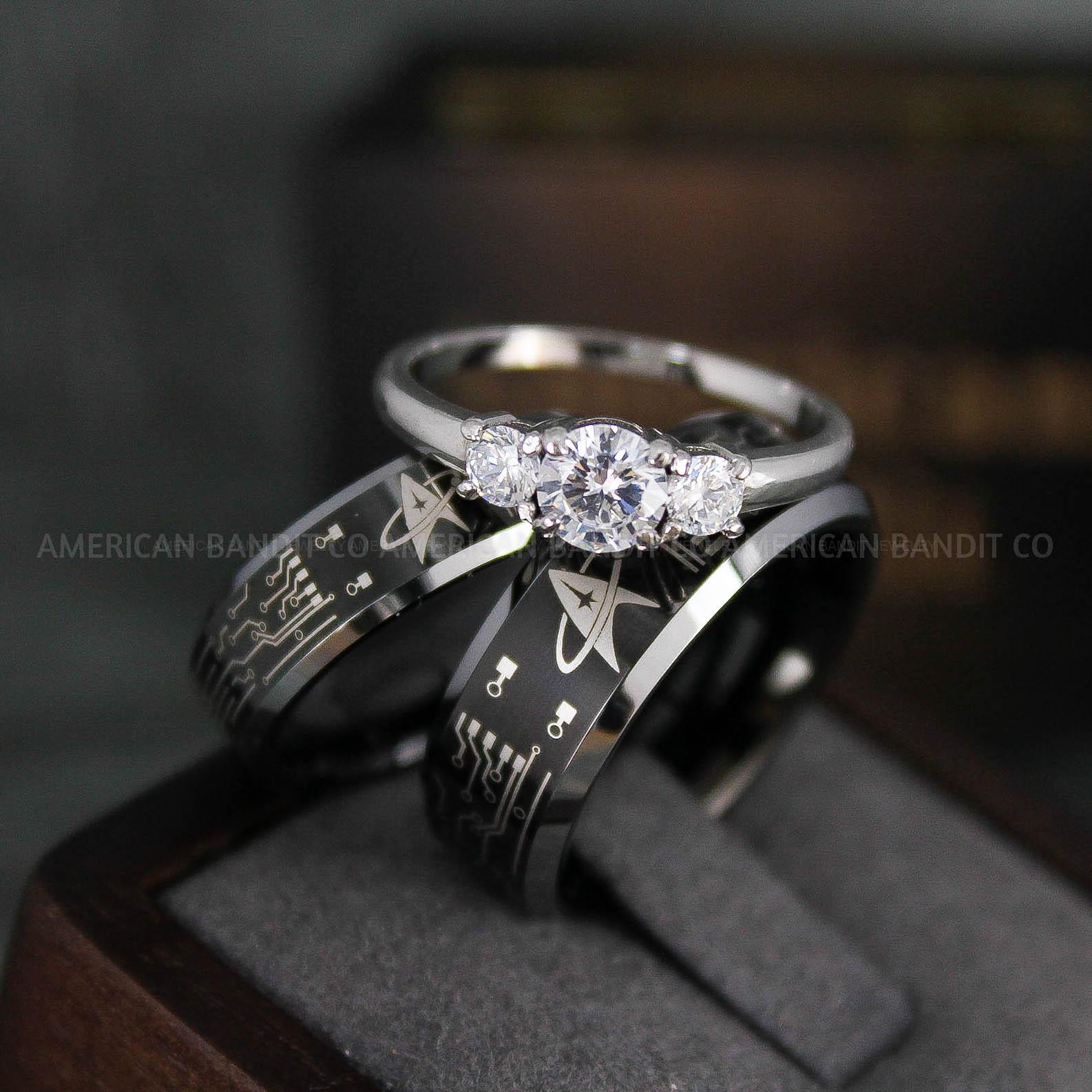 IMG_6557 Star Trek Rings, Star Trek Wedding Bands, Black Star Trek Wedding Rings, Star Trek Wedding Rings, Star Trek Jewelry - Image 1
