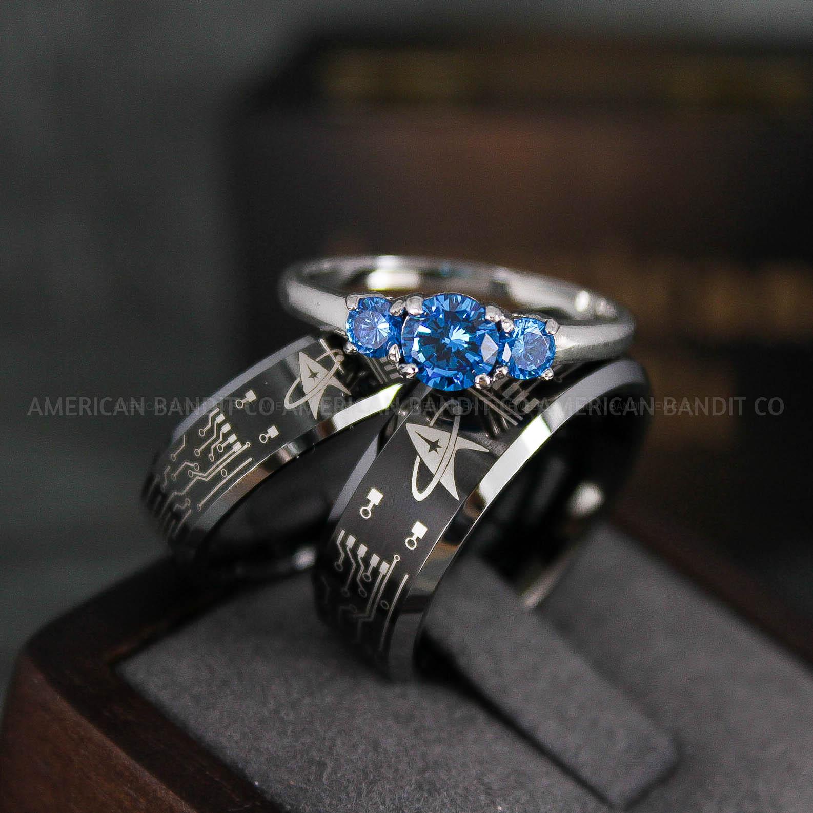 IMG_6558 Star Trek Rings, Star Trek Wedding Bands, Black Star Trek Wedding Rings, Star Trek Wedding Rings, Star Trek Jewelry - Image 1