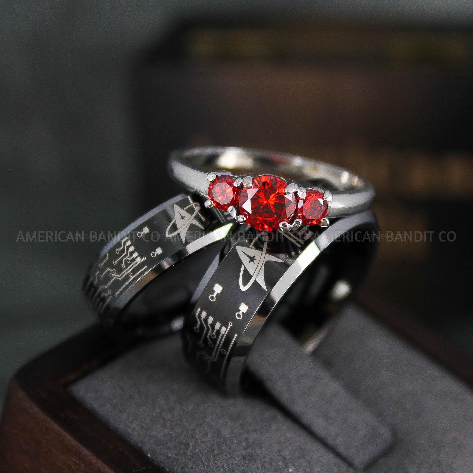 IMG_6559 Star Trek Rings, Star Trek Wedding Bands, Black Star Trek Wedding Rings, Star Trek Wedding Rings, Star Trek Jewelry - Image 1