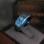 Star Trek Ring, Star Trek Wedding Band, Blue Star Trek Wedding Ring, Star Trek Wedding Ring, Star Trek Jewelry