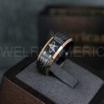 Star Trek Ring, Star Trek Wedding Band, Black Star Trek Wedding Ring, Star Trek Wedding Ring, Star Trek Jewelry