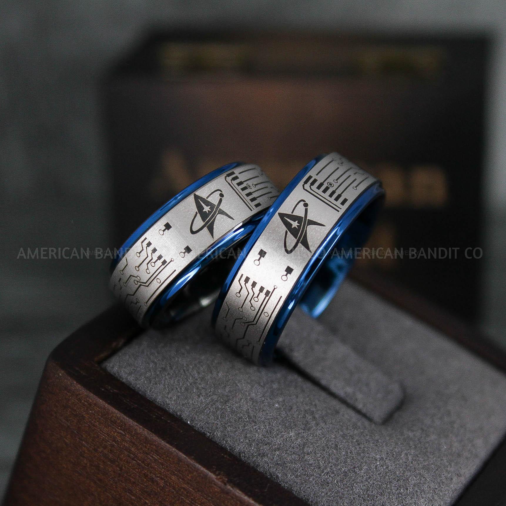 IMG_6567 Star Trek Ring, Star Trek Wedding Band, Black Star Trek Wedding Ring, Star Trek Wedding Ring, Star Trek Jewelry - Image 1