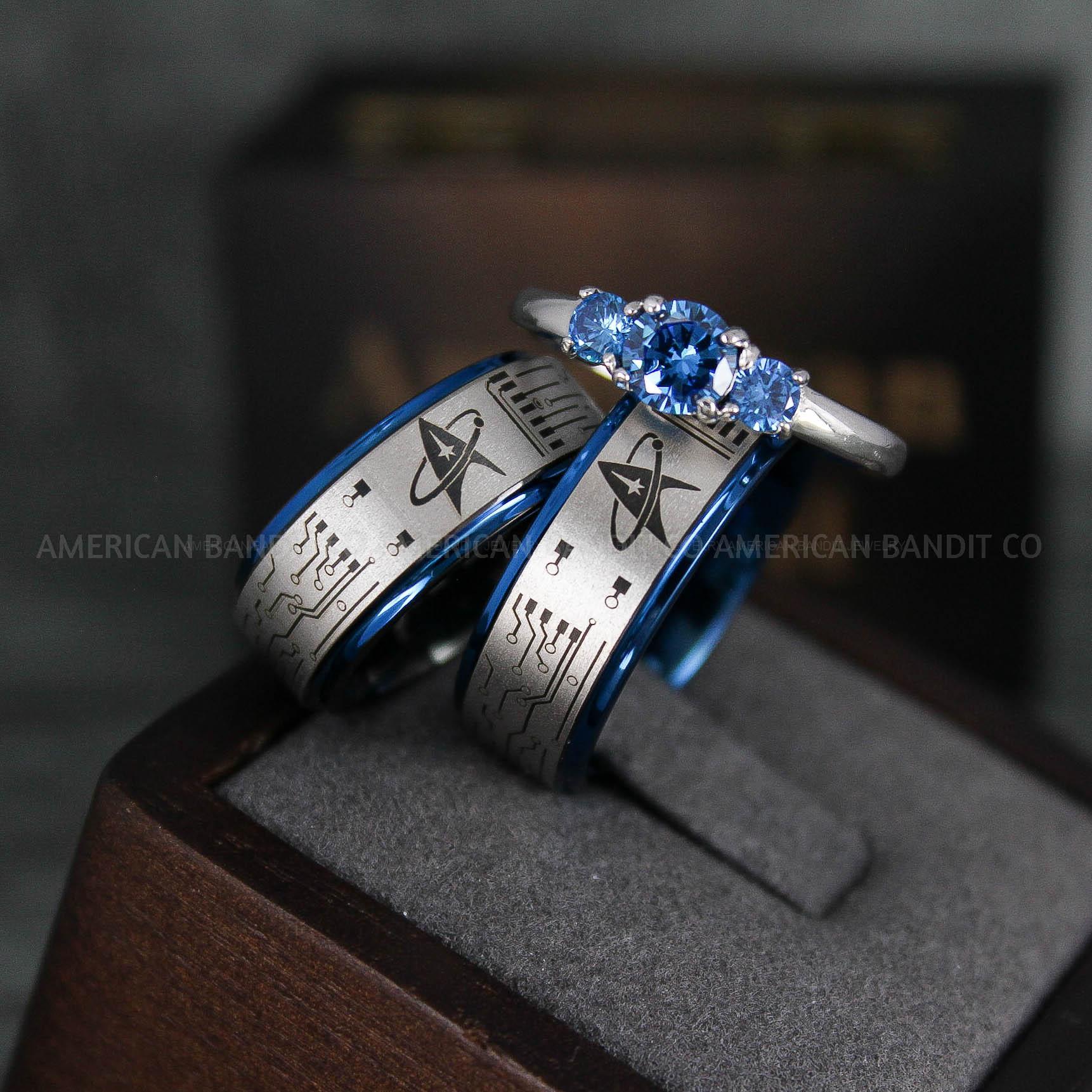 IMG_6568 Star Trek Ring, Star Trek Wedding Band, Black Star Trek Wedding Ring, Star Trek Wedding Ring, Star Trek Jewelry - Image 1