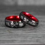 Til Valhalla Rings, Viking Rings, Runes Rings, Vegvísir Ring, Nordic Rings, Norsemen Rings, Nordic Runes Rings, Black Tungsten Bands - Image 4