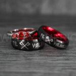 Til Valhalla Rings, Viking Rings, Runes Rings, Vegvísir Ring, Nordic Rings, Norsemen Rings, Nordic Runes Rings, Black Tungsten Bands