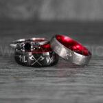 Til Valhalla Rings, Viking Rings, Runes Rings, Vegvísir Ring, Nordic Rings, Norsemen Rings, Nordic Runes Rings, Black Tungsten Bands
