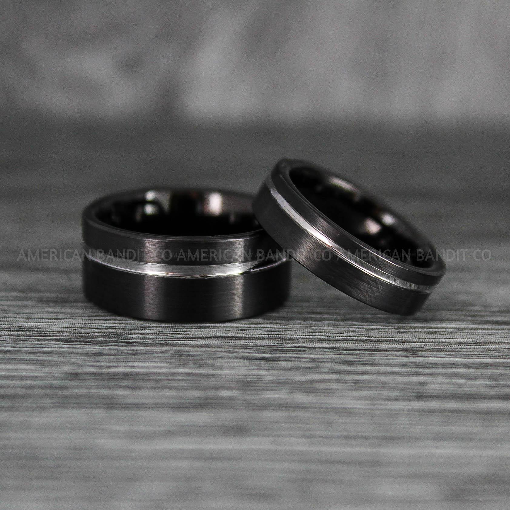 IMG_6603 Couple Rings, Couple Wedding Rings, Couple Wedding Band, Black Wedding Rings - Image 1