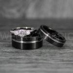 Couple Rings, Couple Wedding Rings, Couple Wedding Band, Black Wedding Rings