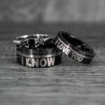 I Love You I Know Rings, Aurebesh Rings, Black Wedding Bands, Aurebesh Wedding Bands, Aurebesh Wedding Rings, Aurebesh Jewelry