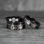 I Love You I Know Rings, Aurebesh Rings, Black Wedding Bands, Aurebesh Wedding Bands, Aurebesh Wedding Rings, Aurebesh Jewelry