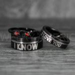 I Love You I Know Rings, Aurebesh Rings, Black Wedding Bands, Aurebesh Wedding Bands, Aurebesh Wedding Rings, Aurebesh Jewelry