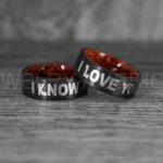 I Love You I Know Rings, Aurebesh Rings, Black Wedding Bands, Aurebesh Wedding Bands, Aurebesh Wedding Rings, Aurebesh Jewelry