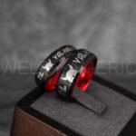 Til Valhalla Rings, Viking Rings, Runes Rings, Vegvísir Ring, Nordic Rings, Norsemen Rings, Nordic Runes Rings, Black Tungsten Bands - Image 2