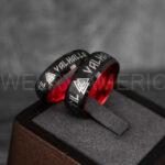 Til Valhalla Rings, Viking Rings, Runes Rings, Vegvísir Ring, Nordic Rings, Norsemen Rings, Nordic Runes Rings, Black Tungsten Bands - Image 3