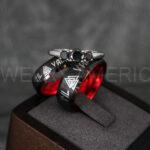 Til Valhalla Rings, Viking Rings, Runes Rings, Vegvísir Ring, Nordic Rings, Norsemen Rings, Nordic Runes Rings, Black Tungsten Bands