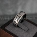 Aurebesh Ring, Aurebesh Wedding Band, Black Wedding Band, Aurebesh Wedding Ring, Aurebesh Jewelry