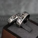 Aurebesh Ring, Aurebesh Wedding Band, Black Wedding Band, Aurebesh Wedding Ring, Aurebesh Jewelry - Image 3