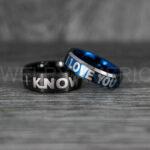 I Love You I Know Rings, Aurebesh Rings, Blue Wedding Bands, Aurebesh Wedding Bands, Aurebesh Wedding Rings, Aurebesh Jewelry