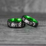 Player 1 Player 2 Rings, Gamer Rings, Couple Rings, Gamer Couple Wedding Bands, Gamer Wedding Rings