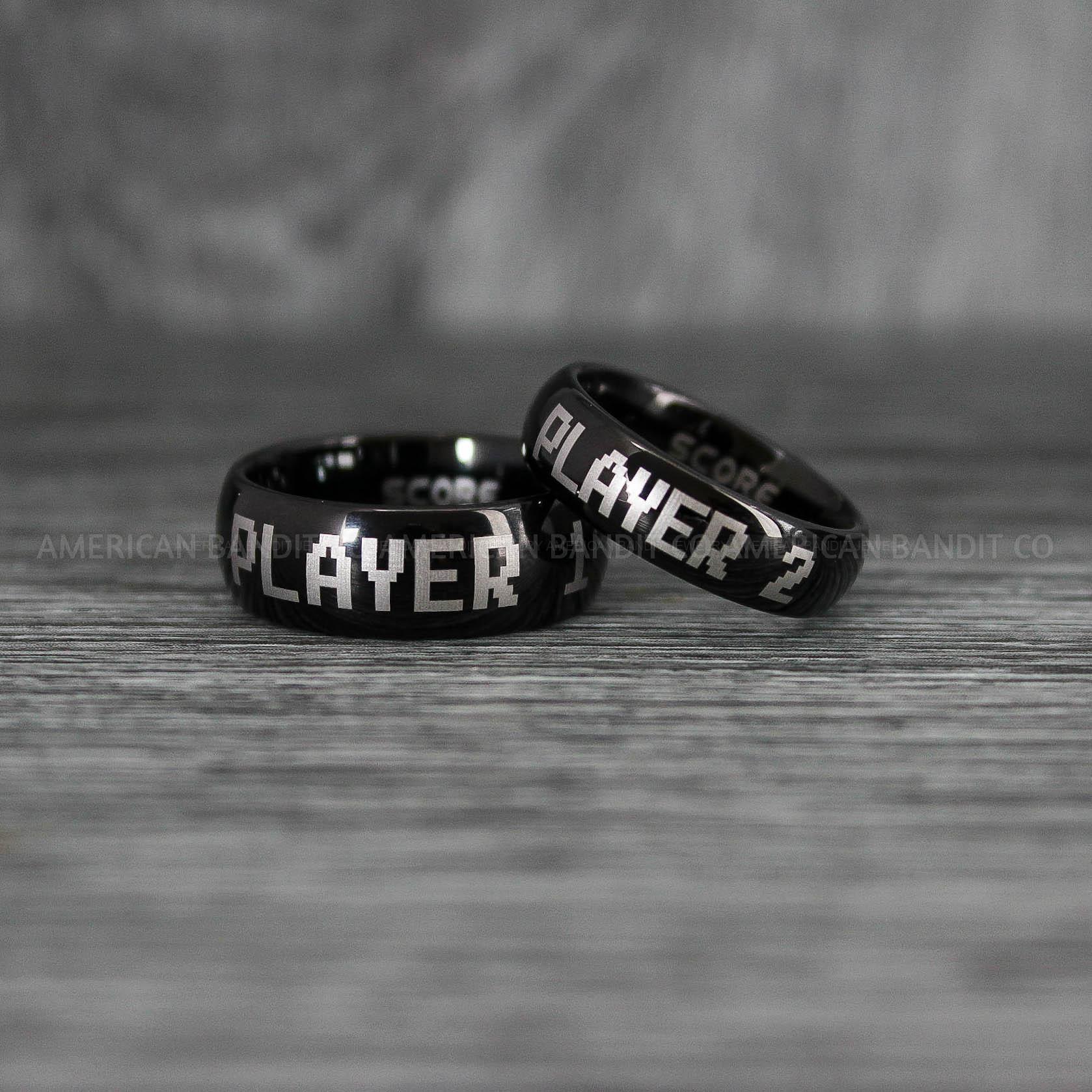IMG_6686 Player 1 Player 2 Rings, Gamer Rings, Couple Rings, Gamer Couple Wedding Bands, Gamer Wedding Rings - Image 1