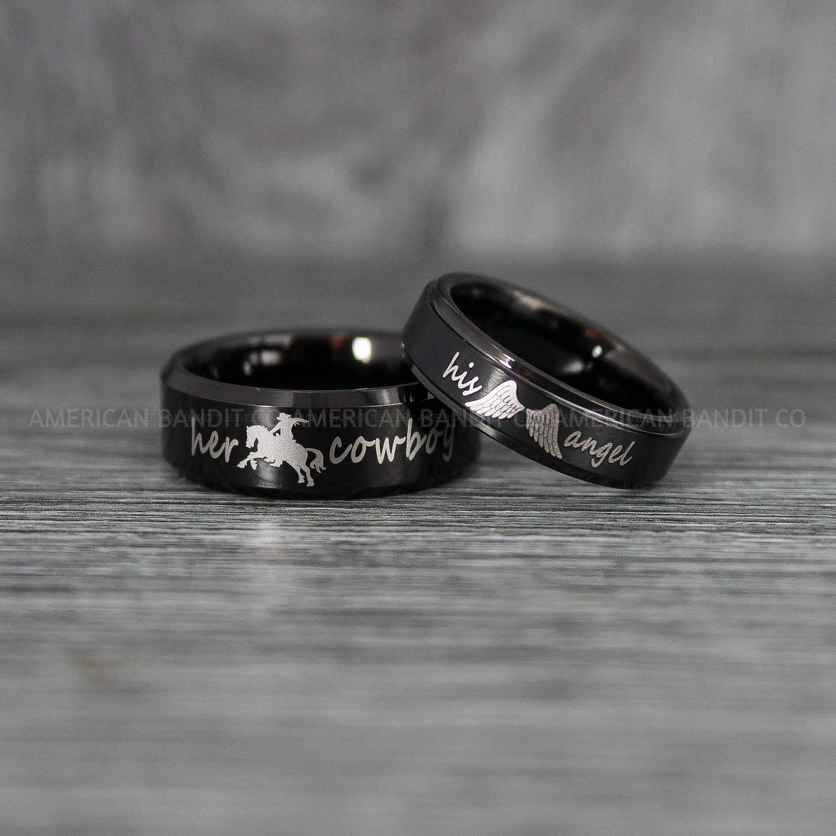 IMG_6696 - Copy Her Cowboy His Angel Rings, Cowboys Rings, Cowboys Wedding Rings, Cowboys Wedding Bands, Praying Cowboys Rings, Cowgirl Jewelry, Cowboy Jewelry, Cowgirl Wedding Bands - Image 1