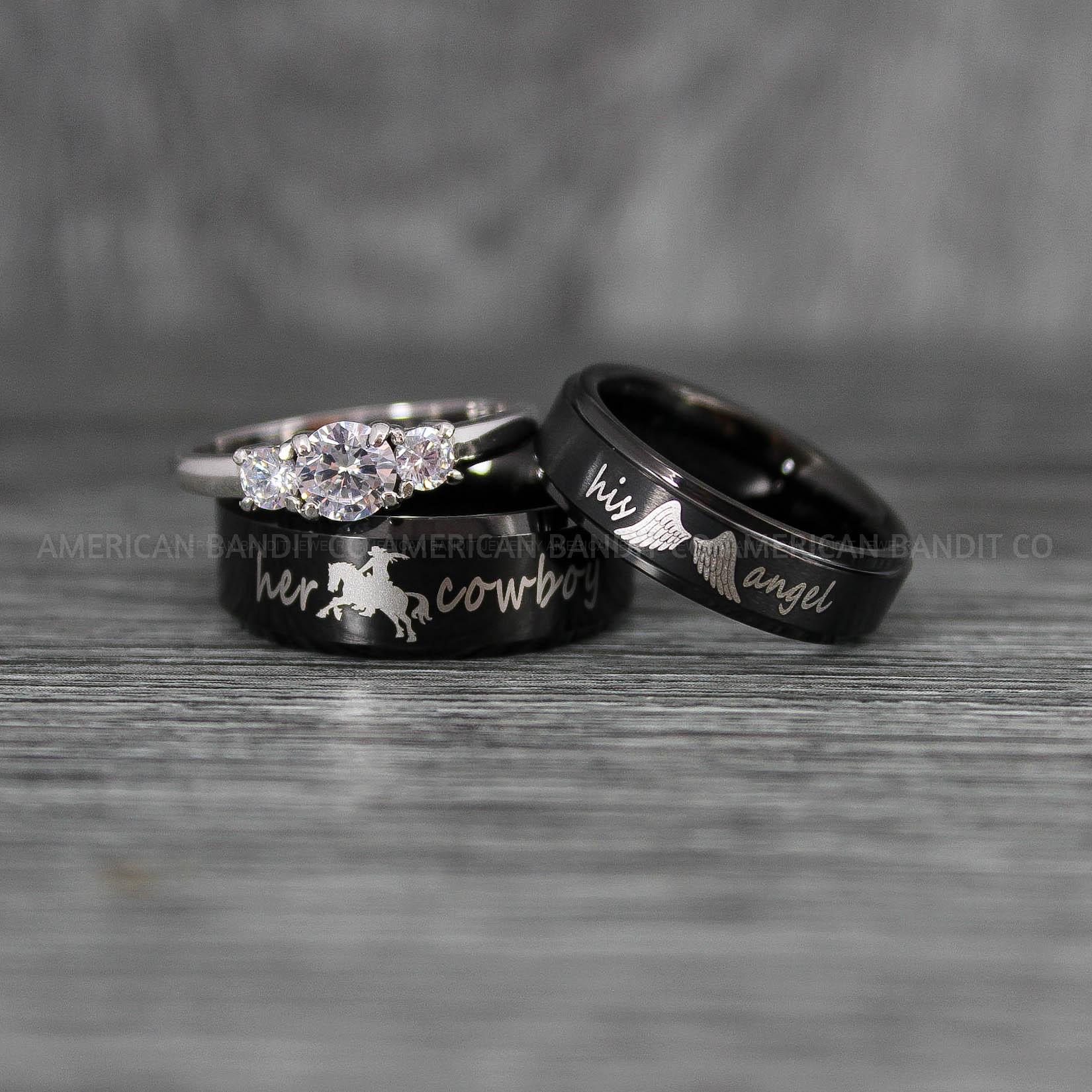 IMG_6698 - Copy Her Cowboy His Angel Rings, Cowboys Rings, Cowboys Wedding Rings, Cowboys Wedding Bands, Praying Cowboys Rings, Cowgirl Jewelry, Cowboy Jewelry, Cowgirl Wedding Bands - Image 1