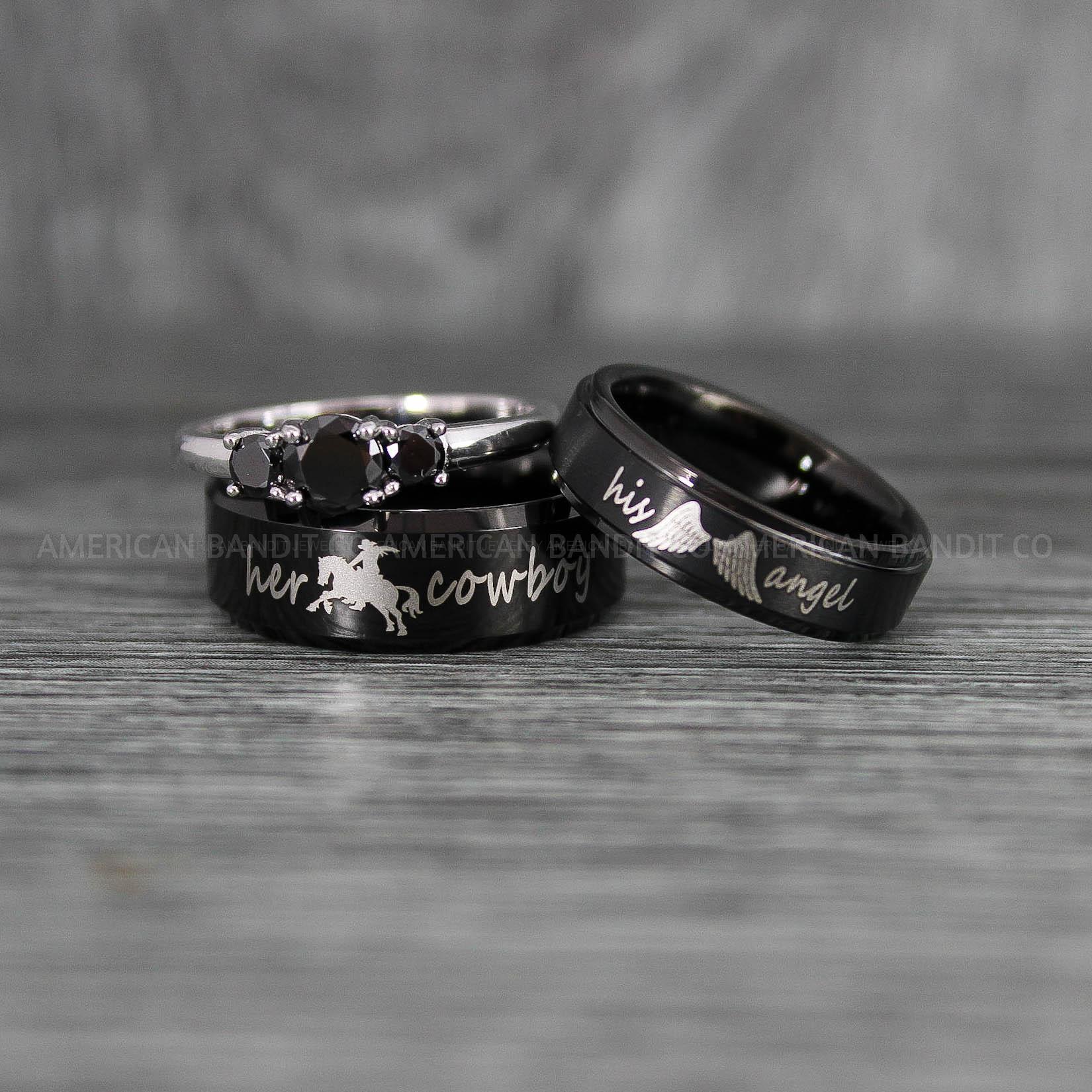 IMG_6699 - Copy Her Cowboy His Angel Rings, Cowboys Rings, Cowboys Wedding Rings, Cowboys Wedding Bands, Praying Cowboys Rings, Cowgirl Jewelry, Cowboy Jewelry, Cowgirl Wedding Bands - Image 1