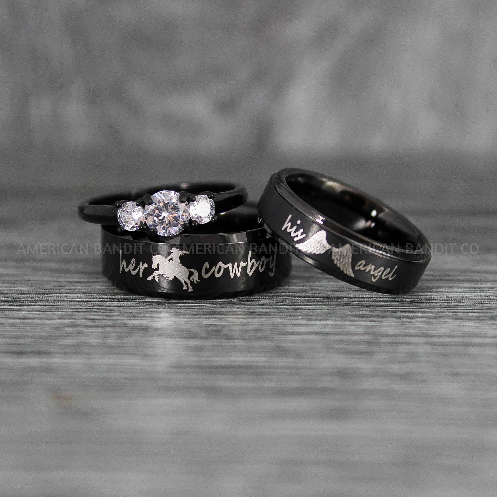 IMG_6700 - Copy Her Cowboy His Angel Rings, Cowboys Rings, Cowboys Wedding Rings, Cowboys Wedding Bands, Praying Cowboys Rings, Cowgirl Jewelry, Cowboy Jewelry, Cowgirl Wedding Bands - Image 1