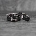 Lock and Key Rings, Lock and Key Wedding Bands, Couple Rings, Black Wedding Bands