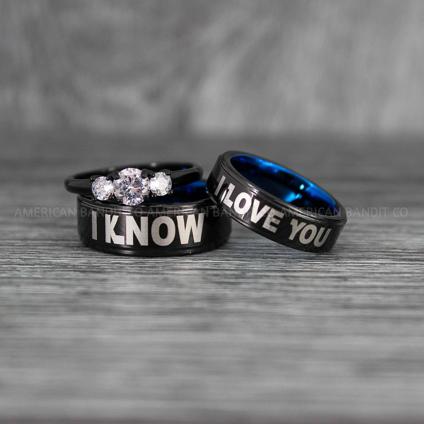 IMG_6716 I Love You I Know Rings, Aurebesh Rings, Black Wedding Bands, Aurebesh Wedding Bands, Aurebesh Wedding Rings, Aurebesh Jewelry - Image 1