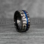 Aurebesh Ring, Aurebesh Wedding Band, Black Wedding Band, Aurebesh Wedding Ring, Aurebesh Jewelry