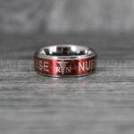 Nurse Ring, Registered Nurse Ring, RN Nurse Wedding Band, RN Nurse Jewelry, Nurse Jewelry, Red Wedding Band