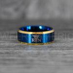 Nurse Ring, Registered Nurse Ring, RN Nurse Wedding Band, RN Nurse Jewelry, Nurse Jewelry, Blue Wedding Band