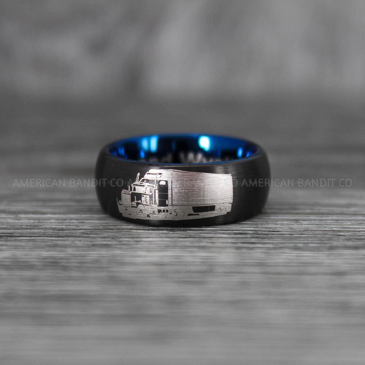 IMG_6727 Truck Driver Ring, Trucker Ring, Truck Life Ring, Trucker Life Ring, Trucker Jewelry, Truck Driver Wedding Band - Image 1