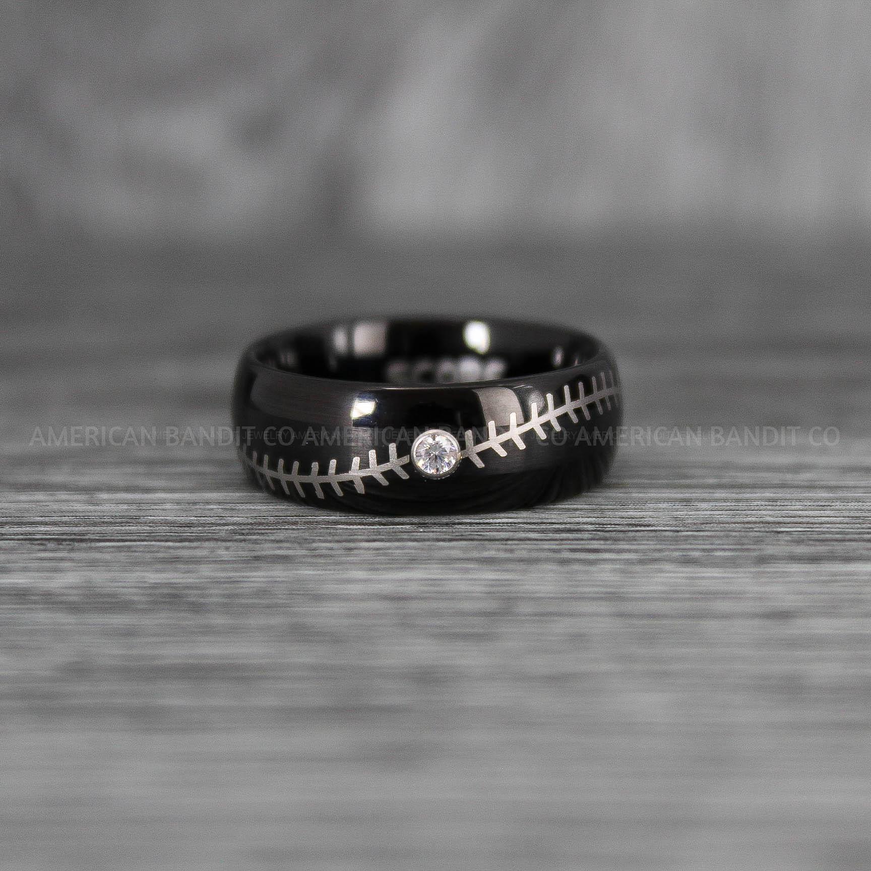 IMG_6729 Baseball Rings, Baseball Wedding Rings, Baseball Wedding Bands, Black Baseball Rings, Black Wedding Bands, Black Baseball Wedding Bands, Baseball Jewelry - Image 1