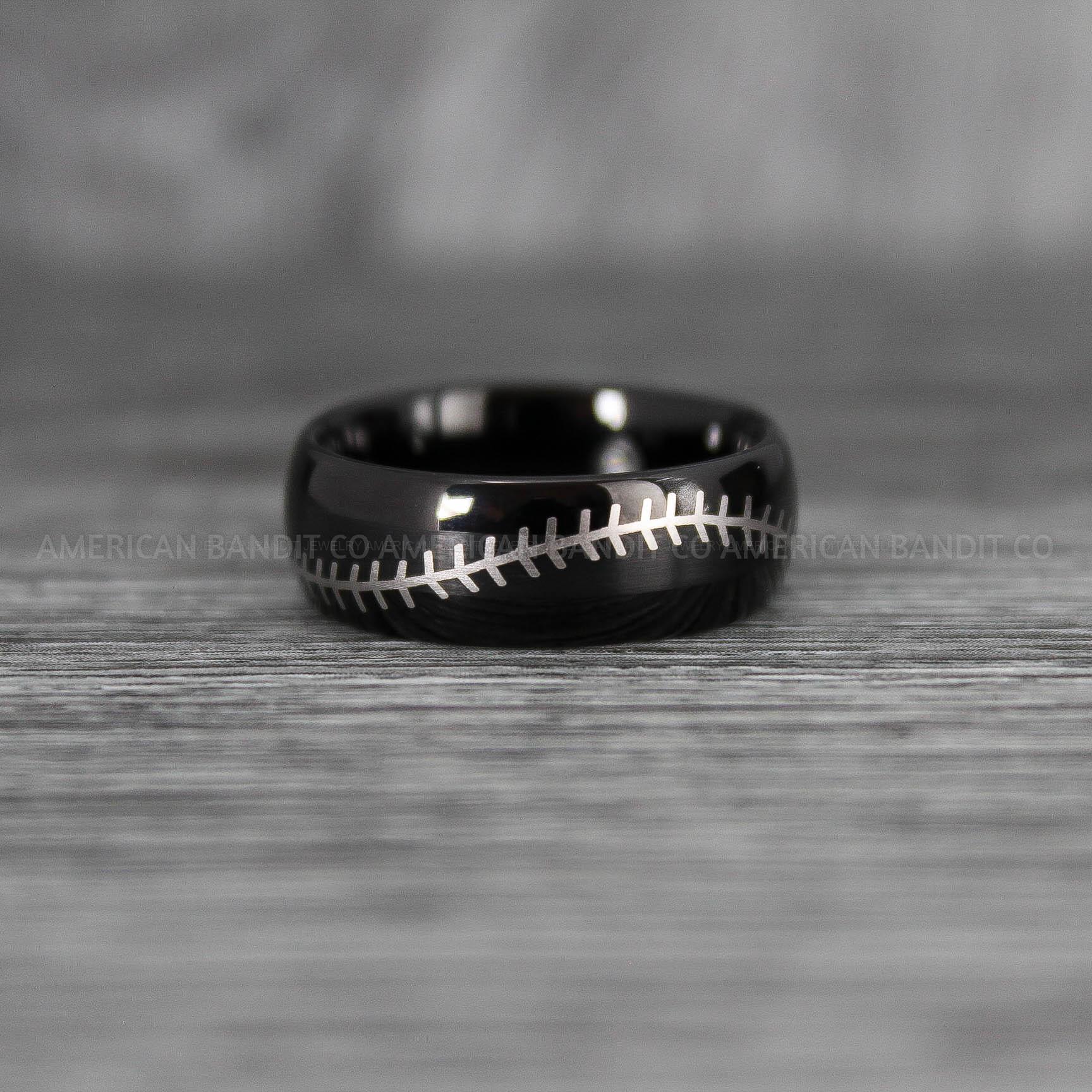 IMG_6730 Baseball Rings, Baseball Wedding Rings, Baseball Wedding Bands, Black Baseball Rings, Black Wedding Bands, Black Baseball Wedding Bands, Baseball Jewelry - Image 1
