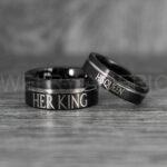 Her King His Queen Rings, King and Queen Rings, Couple Rings, Couple Wedding Bands - Image 2