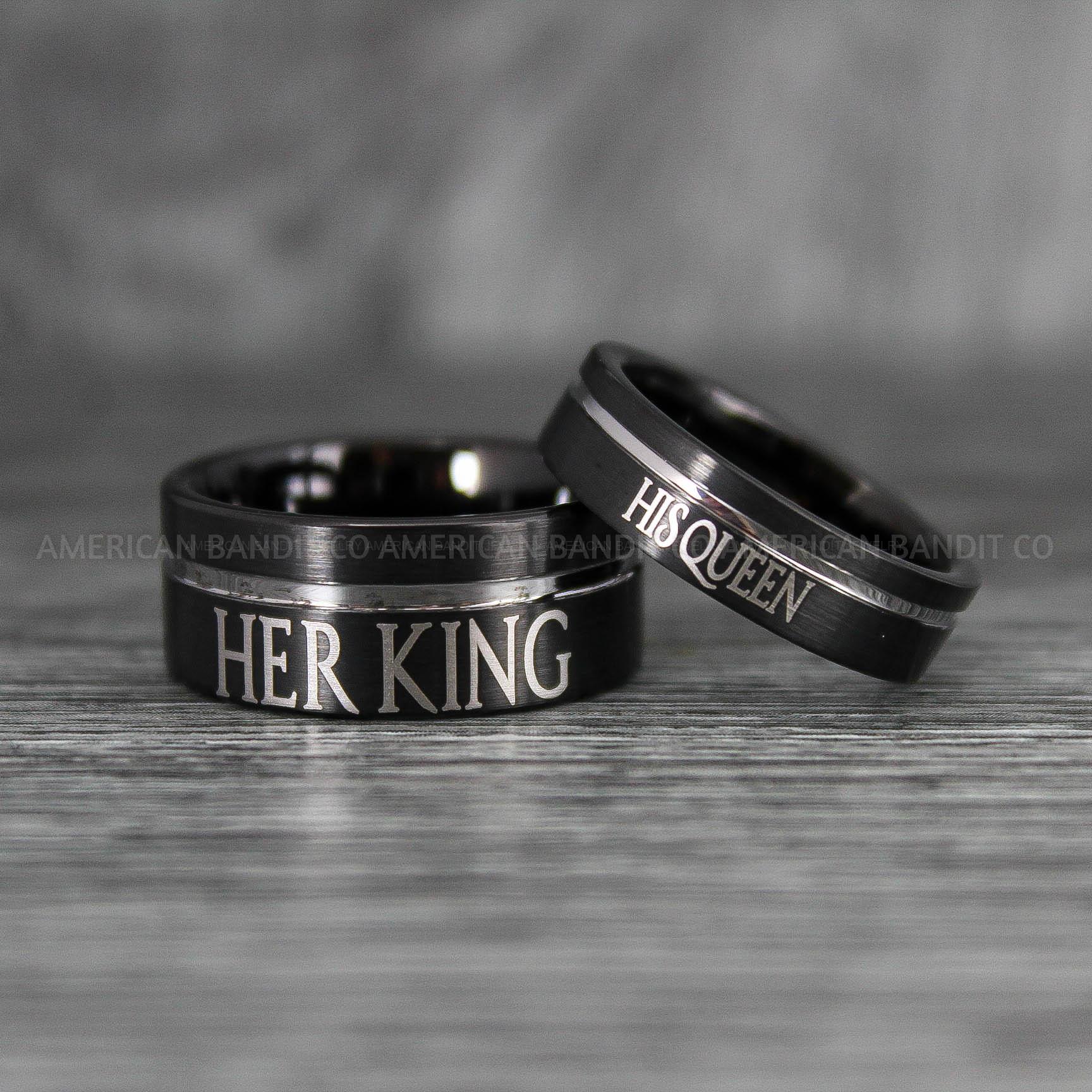 IMG_6736 Her King His Queen Rings, King and Queen Rings, Couple Rings, Couple Wedding Bands - Image 1