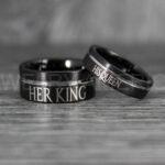 Her King His Queen Rings, King and Queen Rings, Couple Rings, Couple Wedding Bands - Image 3