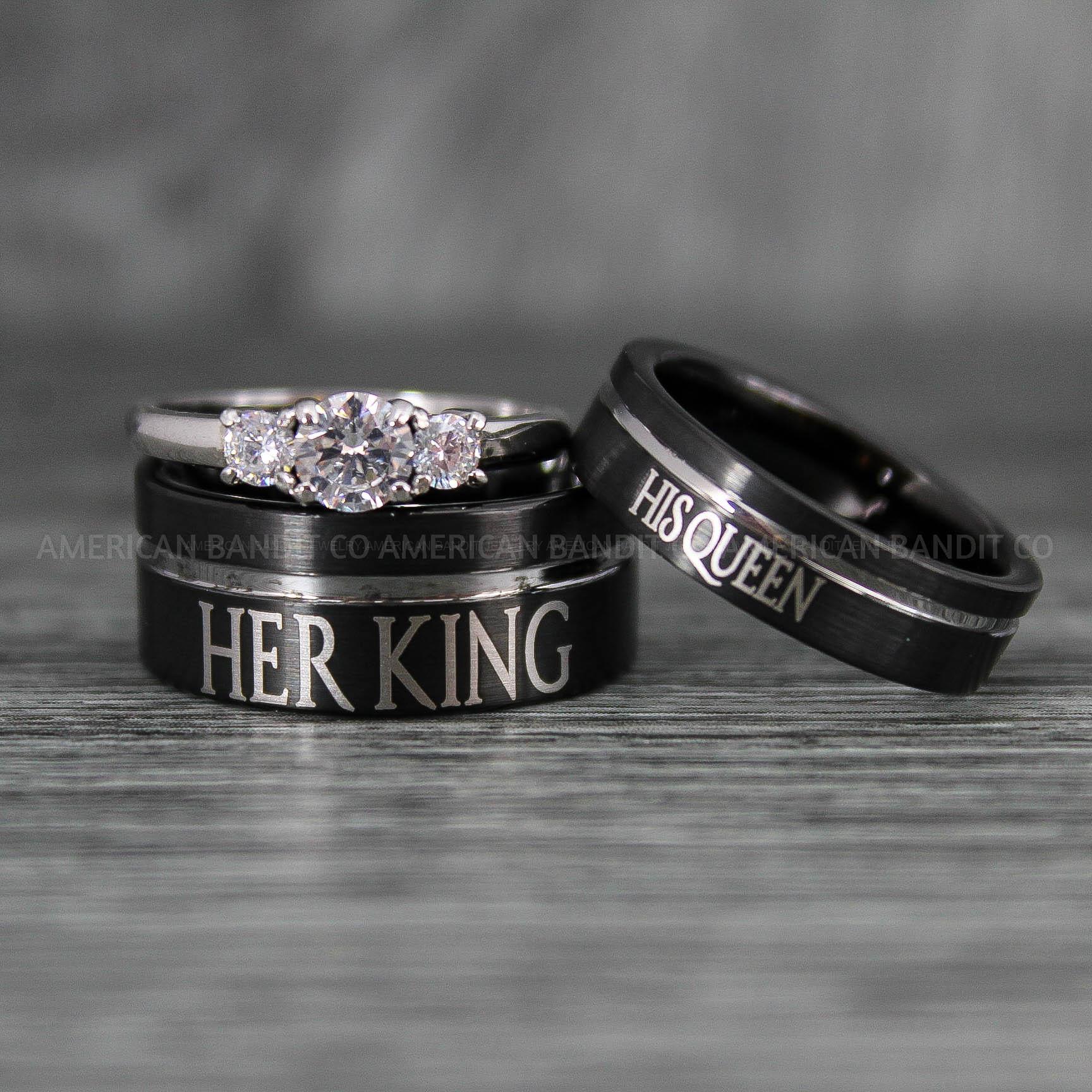 IMG_6738 Her King His Queen Rings, King and Queen Rings, Couple Rings, Couple Wedding Bands - Image 1